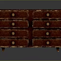 Red Vintage Chest of Drawers with Gold Knobs and Multiple Drawers Classic Furniture Design