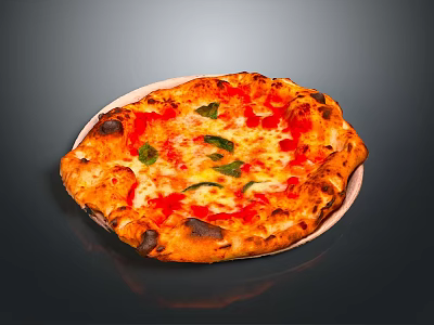 Delicious Pizza With Crispy Crust Melted Cheese Fresh Tomato Sauce And Basil Leaves 3d model