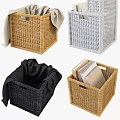 Woven Storage Baskets in Natural White Black for Home Organizing with Books and Fabrics