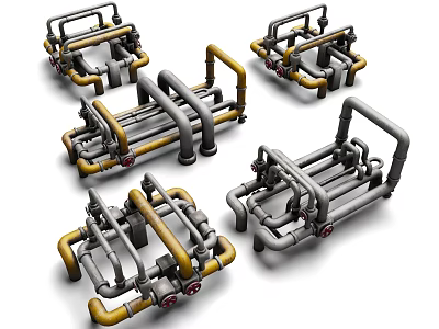 Industrial Equipment Design With Metal Pipes Mechanical Components And Structural Framework 3d model