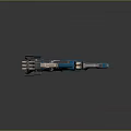 Futuristic Mechanical Weapon Blue And Silver Multi Barrel 3D Model Detailed Reflective Surface Design