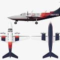 VERTIVIA Passenger Aircraft With Red Blue Stripes White Body And Twin Propellers