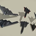 Various Stealth Fighter Jets In Dark Colors With Different Wing Designs