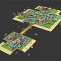 Animal Themed 3D Model Layout Including Roads Bridges And Green Spaces