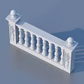 White Ornamental Balustrade With Decorative Balusters And Spherical Finials Against Gray Background