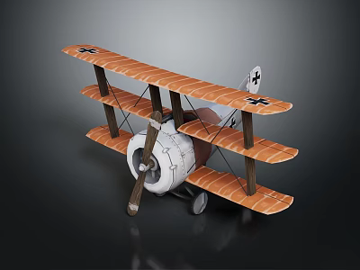 Vintage Biplane Airliner with Orange Wings White Fuselage Propeller and Cross Insignia 3d model