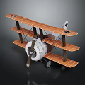 Vintage Biplane Airliner with Orange Wings White Fuselage Propeller and Cross Insignia