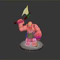 Viking Warrior Figurine With Red Beard Muscular Build Axe Shield And Round Base