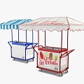 Ice cream trolley trolley trolley ice cream function car freezer awning sales car 3d model