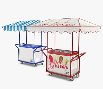 Ice cream trolley ice cream function car freezer awning sales car 3d model