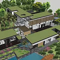 Modern Lakeside Villa Architecture With Glass Facade Surrounded By Trees And Waterfront View