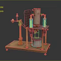 Vintage Mechanical Device With Wooden Base And Brass Metal Components