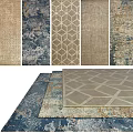Various Square Rugs With Geometric Patterns Abstract Textures And Neutral Blue Tones 3d model