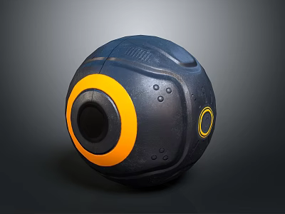 Black And Yellow Fitness Sphere With Circular Rings Holes And Surface Dots Design 3d model