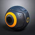 Black And Yellow Fitness Sphere With Circular Rings Holes And Surface Dots Design