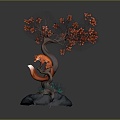 Modern fox big tree fox tree cartoon fox 3d model