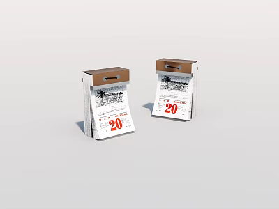 Decorative 20 Calendar Wall Hanging With Brown Lid And White Box Design 3d model