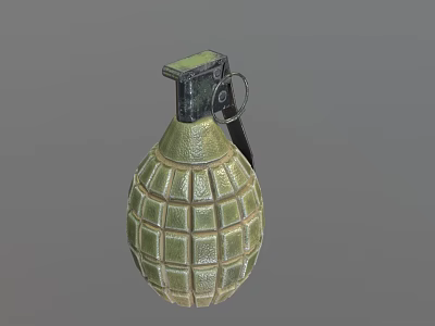 Classic Green Military Hand Grenade With Textured Surface And Metal Pin 3d model