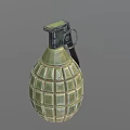 Classic Green Military Hand Grenade With Textured Surface And Metal Pin