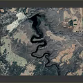 Detailed 3D Topographic Model With River Mountains Satellite Imagery And Wooden Base