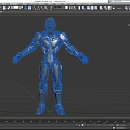 Sci Fi Robot Character With Metallic Armor And Glowing Blue Elements For Game And Movie