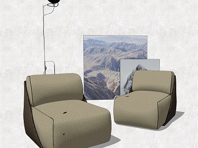 Modern Single Sofa Single Sofa Picture Floor Lamp Combination model