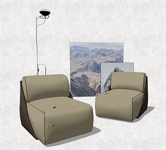 Modern Single Sofa Single Sofa Picture Floor Lamp Combination 3d model