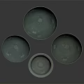 Elegant Celadon Glazed Tableware Set Featuring Four Bowls With Floral Patterns And Various Sizes