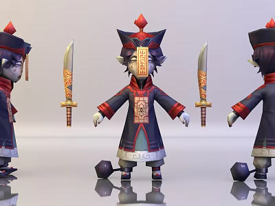 Modern game character zombies 3d model