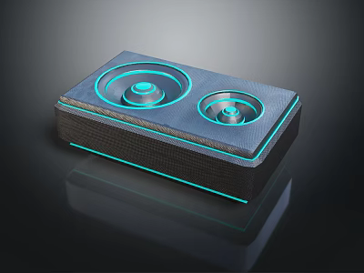 Modern Commercial Equipment With Dual Circular Components And Blue Illuminated Edges 3d model