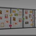 Black Grid Frame Display Shelving Featuring Food Images Leaf And Butterfly Stickers