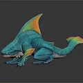 Teal Blue Mythical Dragon Shark Hybrid With Vibrant Fins And Colorful Tail