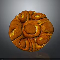 Freshly Baked Golden Brown Swirl Pastry Bun With Delicious Fluffy Texture And Round Shape