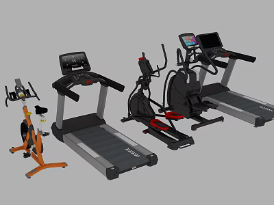 Various Types of Sports Equipment Featuring Treadmills Elliptical Machines And Exercise Bikes 3d model