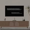 Modern Wooden TV Stand With Drawers Decorative Items And Potted Plant In Living Room