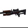 Futuristic Tactical Rifle Design With Scope Wooden Accents And Red Light Indicator