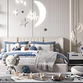 Modern Kids Room Interior Design With Moon Star Decor Bed Desk And Soft Rug