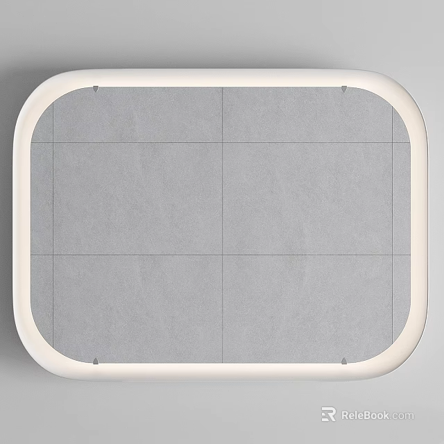 Rectangular Mirror with White Rounded Frame Gray Surface Divided by Grid Lines Modern Minimalist Design 3d model