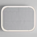 Rectangular Mirror with White Rounded Frame Gray Surface Divided by Grid Lines Modern Minimalist Design 3d model