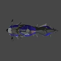 Blue and White Sport Motorcycle With Sleek Design Golden Shock Absorbers And Black Seat
