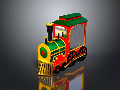Vibrant Retro Style Toy Train With Colorful Design 3d model