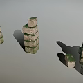 Natural Stacked Stone Formations With Green Moss In Tall And Irregular Stacks