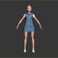 Game and Movie Character with Blonde Hair in Blue Dress and White Shoes