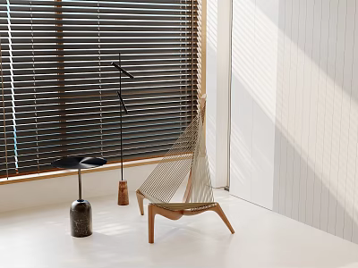 Inflatable Hammock Chair In Bright Indoor Space With Window Blinds And Side Table 3d model