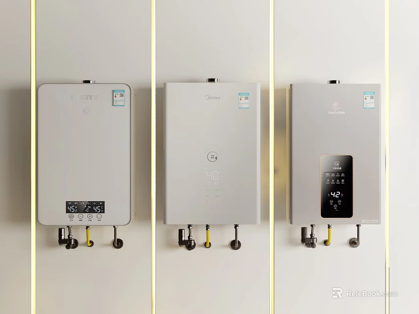 White Wall Mounted Household Electrical Appliances With Digital Display For Home Use 3d model 