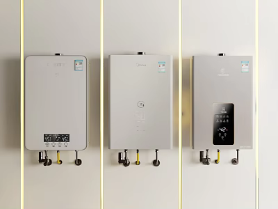 White Wall Mounted Household Electrical Appliances With Digital Display For Home Use 3d model