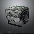 Camouflage Tactical Helmet With Protective Goggles Military Style Geometric Pattern Design