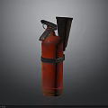 Old Red Rusted Fire Extinguisher With Vintage Design And Rusty Surface