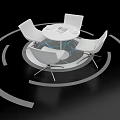 Modern White Negotiation Table and Chairs with Round Top and Metal Legs