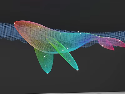 Rainbow Colored Whale Art Installation With Glowing Lights For Photo Spot 3d model